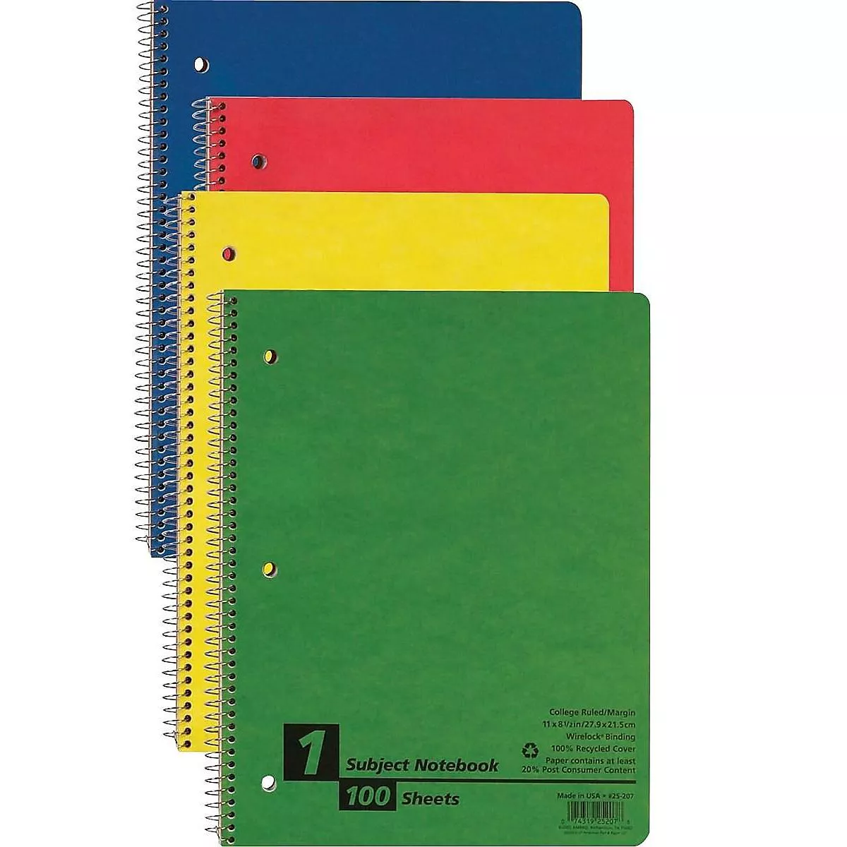 Oxford Earthwise 100% Recycled Single Subject Notebooks 8 1/2 x 11 White 100 Sheets 25207