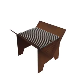 Mont Alpi MAFP 20 Inch Pre-Rusted Style Outdoor Strong and Durable Steel Flat Packed Wood Burning Portable Fire Pit With Stainless Steel Cooking Grid