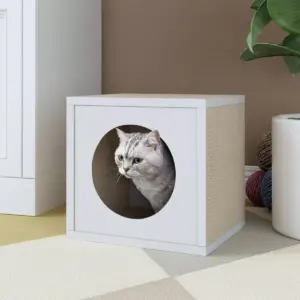 Way Basics Eco Cube Cat Scratcher - S/M - White