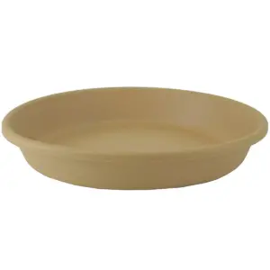 HC Companies Classic 24 Inch Round Flower Pot Plant Saucer, Sandstone (2 Pack)