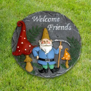 Welcome Friends Garden Gnome Stone - Exhart