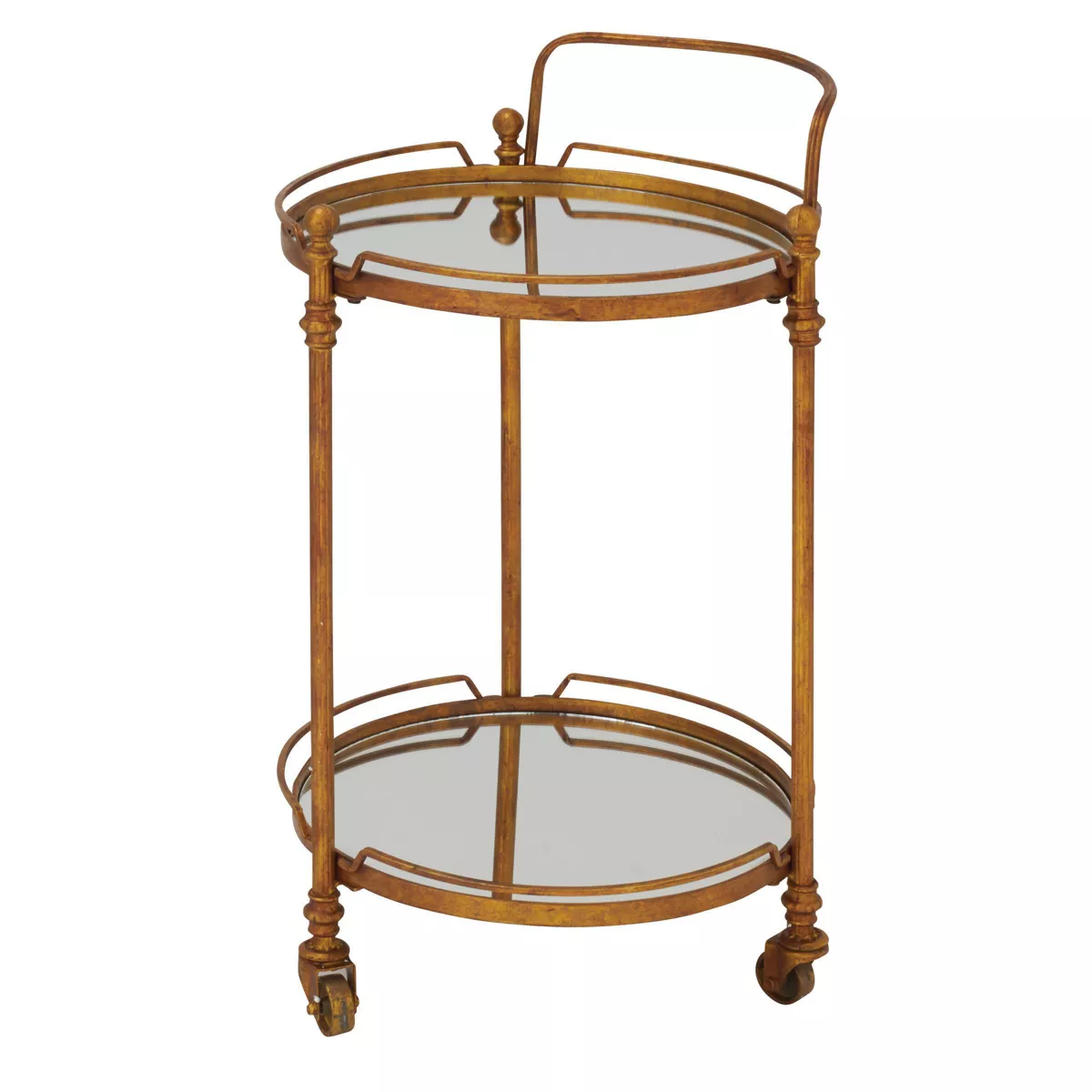 Traditional Iron and Mirrored Bar Cart Brass - Olivia & May