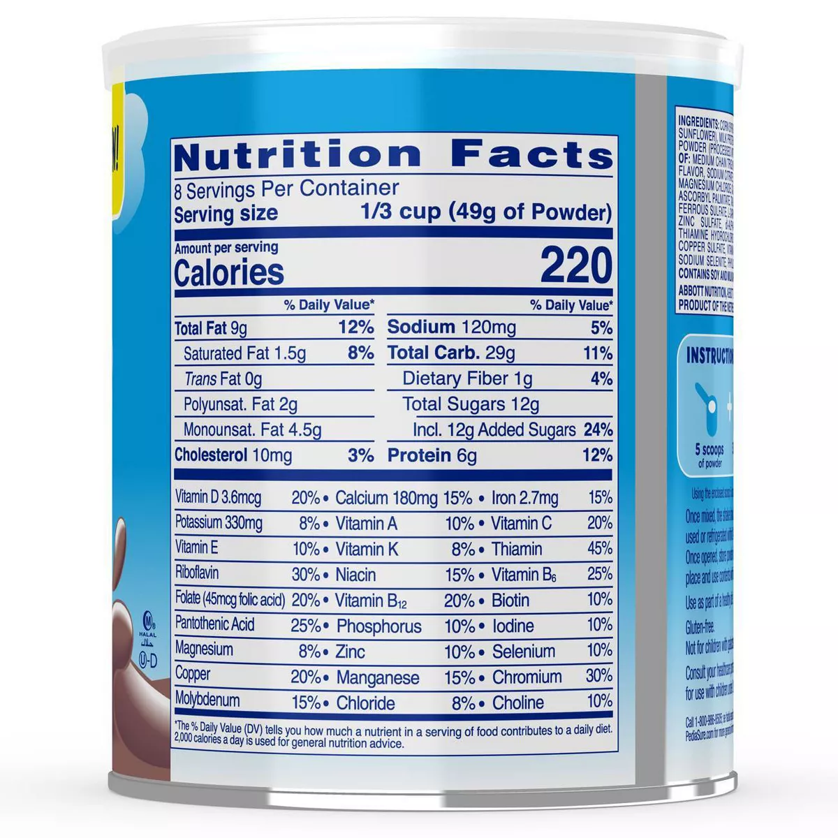 PediaSure Grow & Gain 3pk Non-GMO Chocolate Shake Mix Powder - 42.3oz