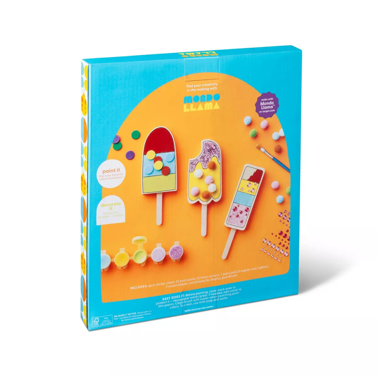 3pk Paint-Your-Own Wood Popsicles Kit - Mondo Llama™