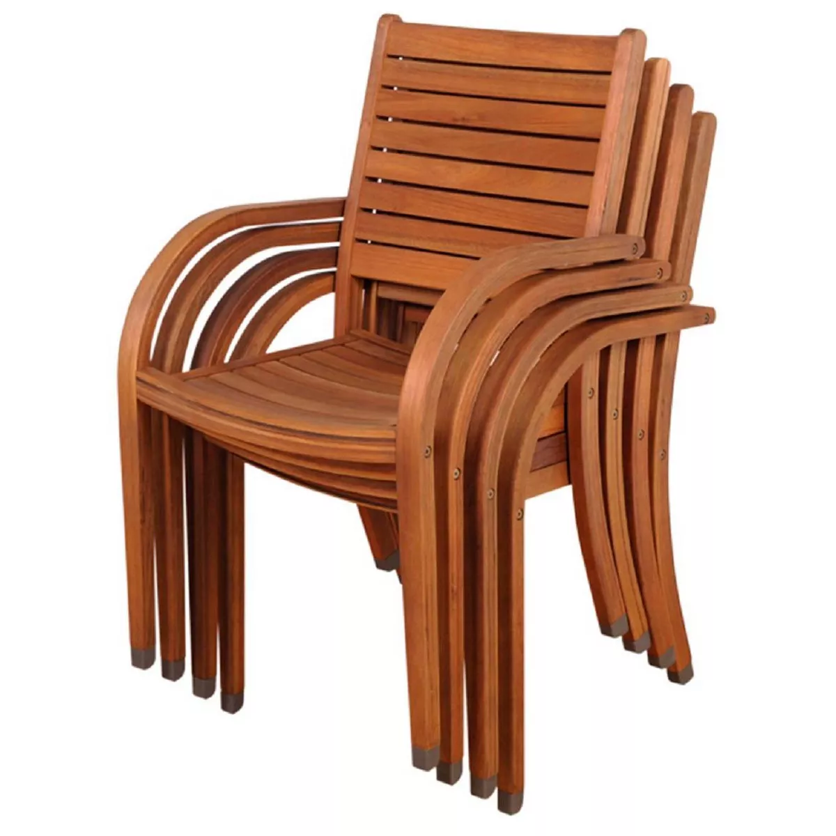 Arizona 4pc Patio Wood Dining Chair Set - International Home Miami