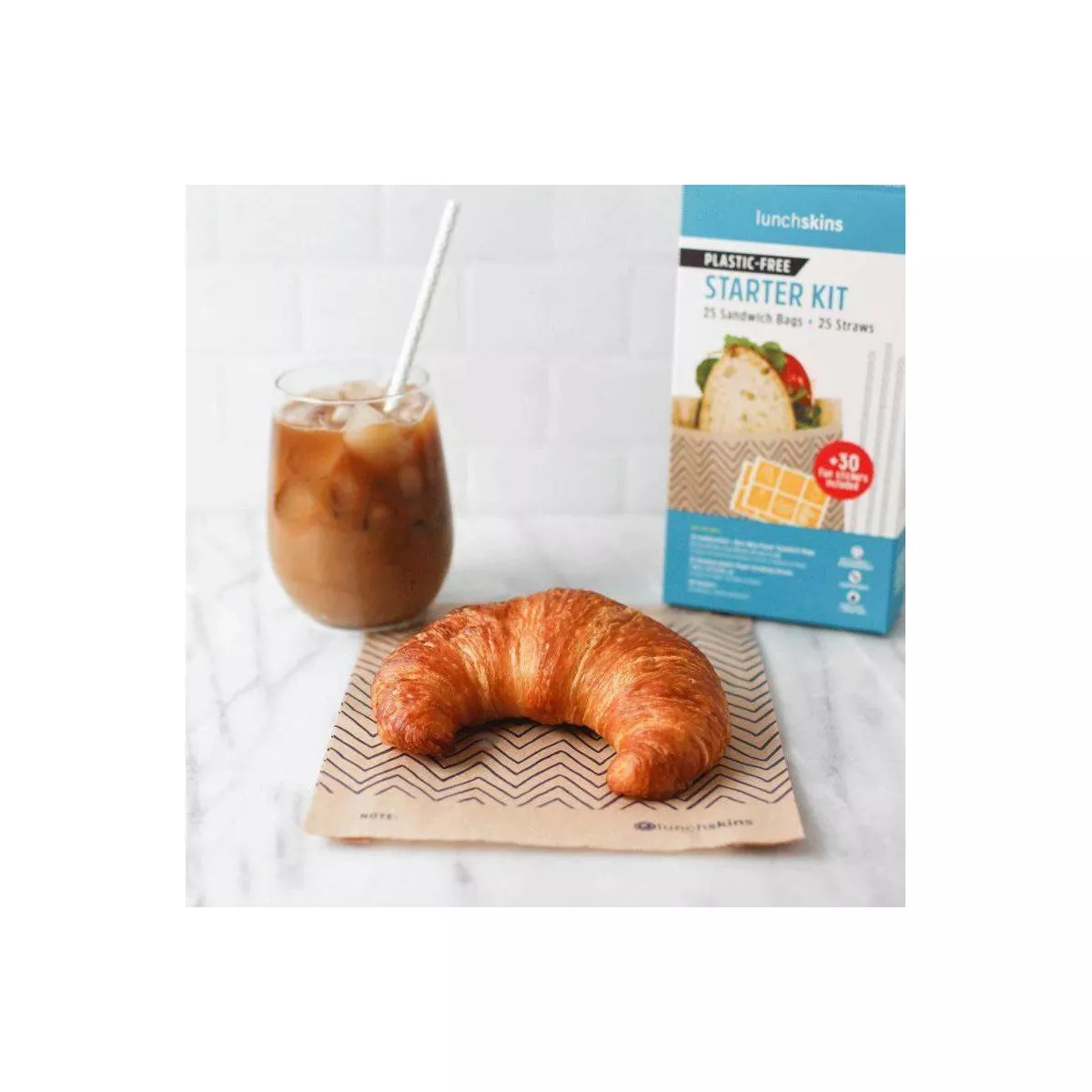 Lunchskins Sandwich Bag and Straw Combo Starter Kit - 5.4oz/25ct