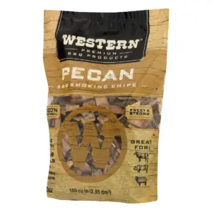 Western BBQ 78076 180 cu in. Premium Pecan Wood BBQ Charcoal Propane Grill/Smoker Cooking Chips (4 Pack)