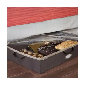 ClosetMaid 3149300 Under Bed Spacious Durable Fabric Organizer Multiple Item Rectangular Nonwoven Polypropylene Storage Bag, Charcoal (2 Pack)
