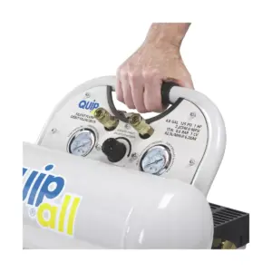 Quipall 4-1-SILTWN-AL Ultra Quiet 1 HP 4.6 Gallon Oil-Free Twin Stack Air Compressor