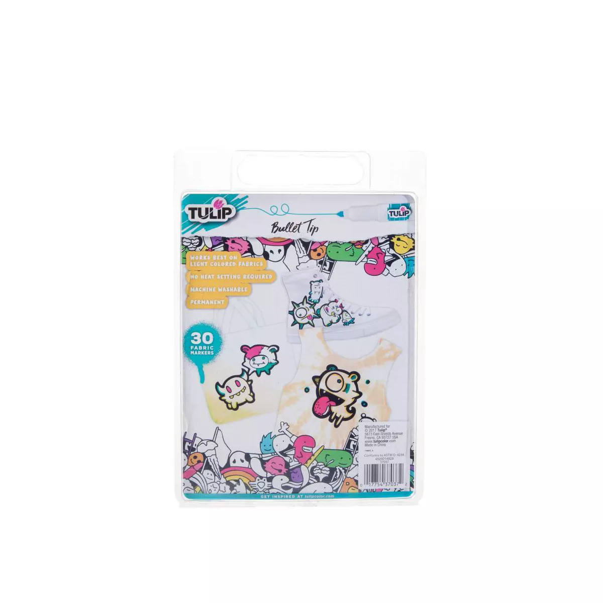 Tulip 30ct Rainbow Graffiti Bullet Tip Fabric Markers