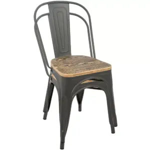 Set of 2 Oregon Industrial Farmhouse Stackable Dining Chair Brown - LumiSource