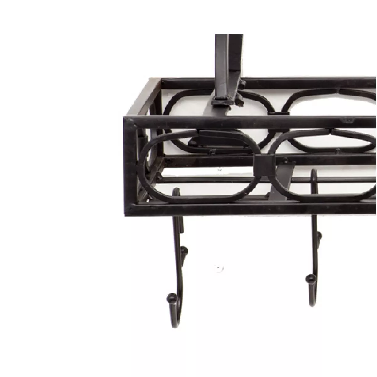 Old Dutch International Matte Black Bookshelf Pot Rack with 8 Hooks