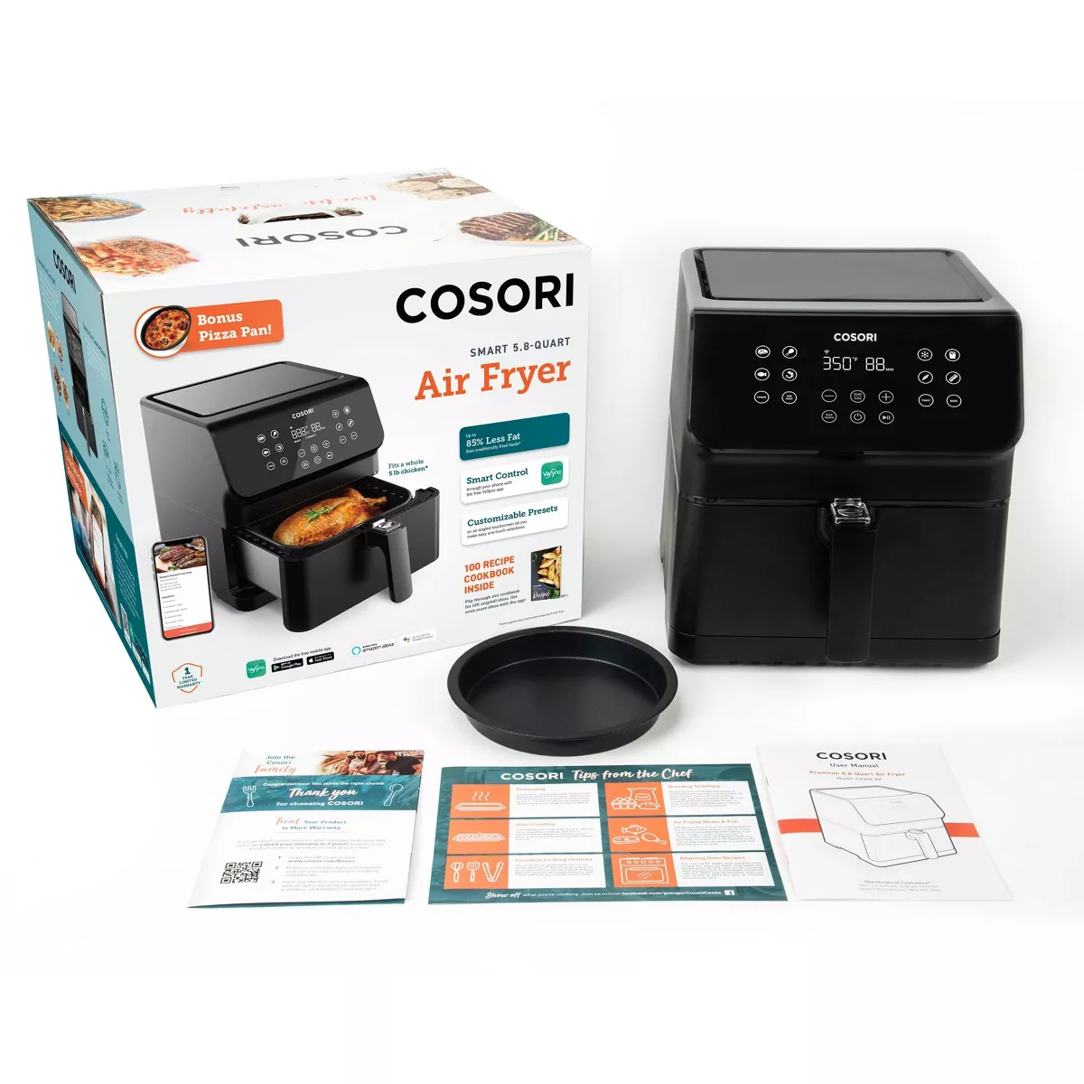 Cosori Pro XLS II Smart 5.8qt Digital Air Fryer with Pizza Pan