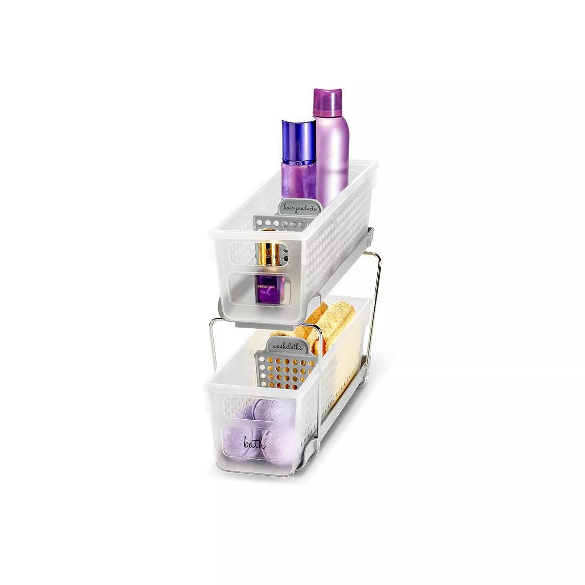 Mini Two-Tier Organizer with Dividers Frost/Gray - Madesmart