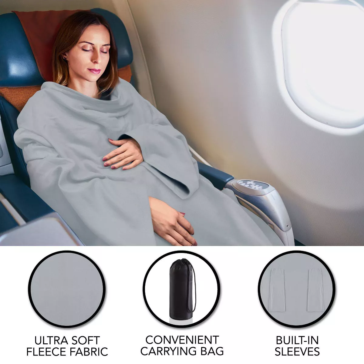 Brookstone Sleeve Blanket - Gray