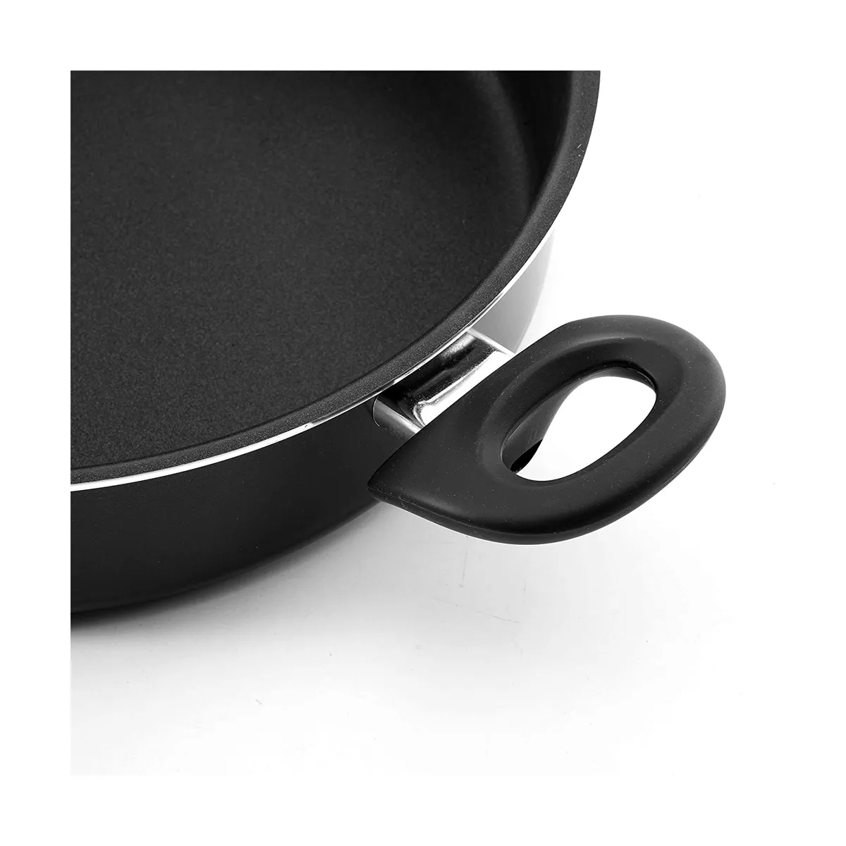Alpine Cuisine 3 Quart Aluminum Nonstick Kitchen Cooking Sauce Pan with Tempered Glass Lid and 3 Millimeter Soft Touch Handle, Black
