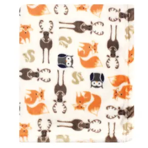Hudson Baby Infant Boy Plush Blanket with Security Blanket, Boy Gray Fox, One Size