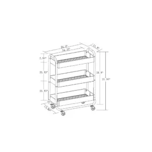 Wide Metal Cart with Wheels Black - Made By Design™