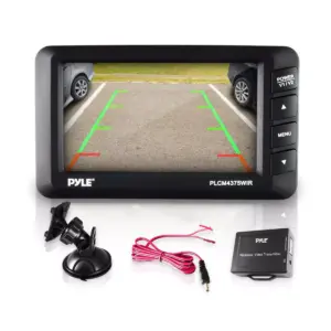 Pyle PLCM4375WIR Waterproof Adjustable Angle Wireless Night Vision Rearview Backup Car Camera and Monitor System 4.3 Inch Display and Parking Assist