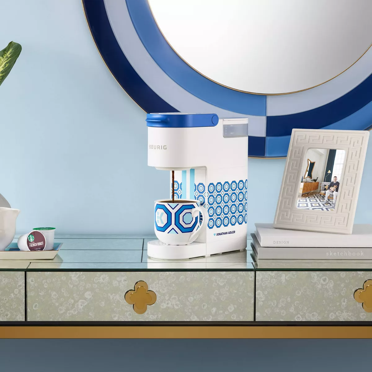 Keurig K-Mini Basic Jonathan Adler Limited Edition Single-Serve K-Cup Pod Coffee Maker - White