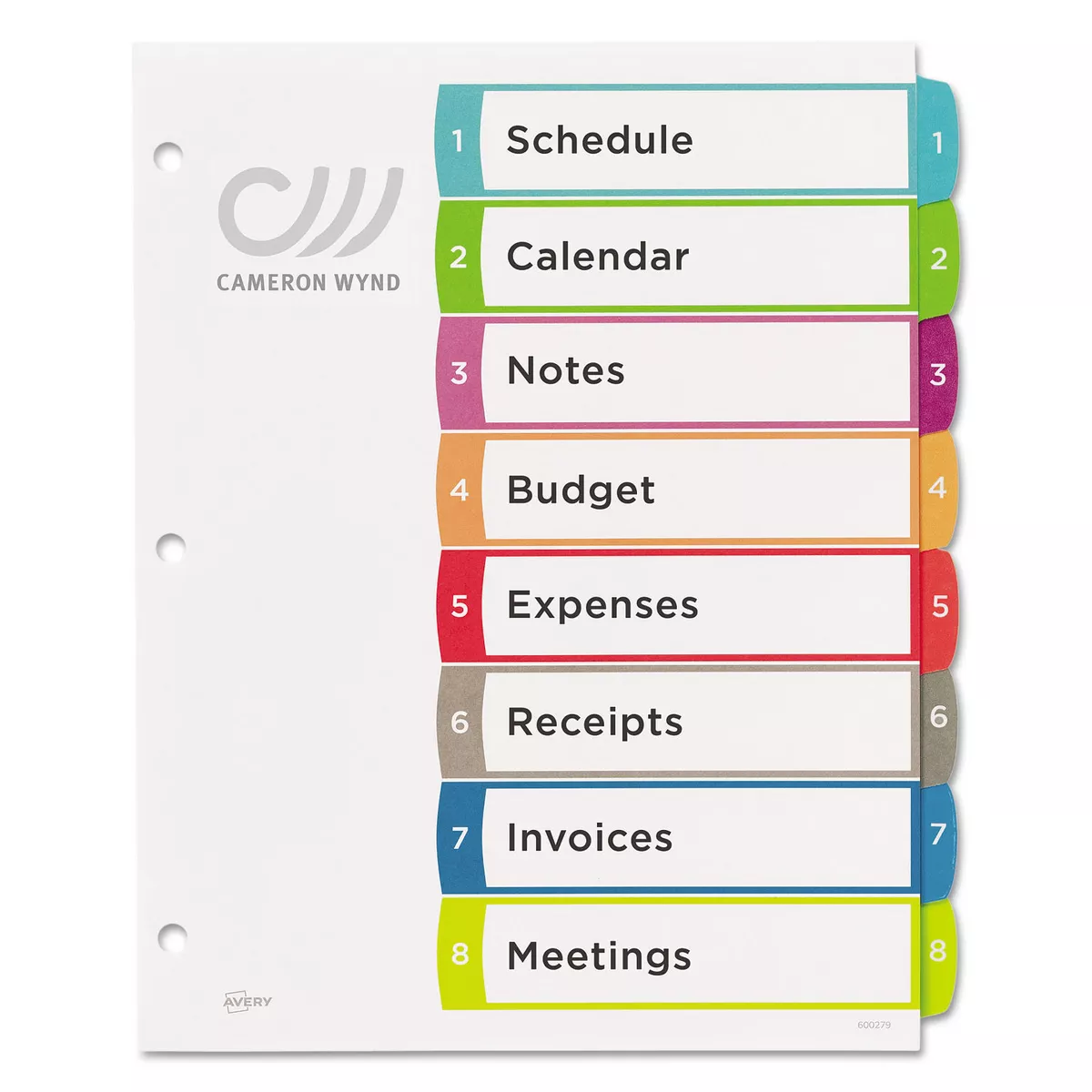 Avery Ready Index Table of Contents Dividers Multicolor Tabs 1-8 Letter 11841
