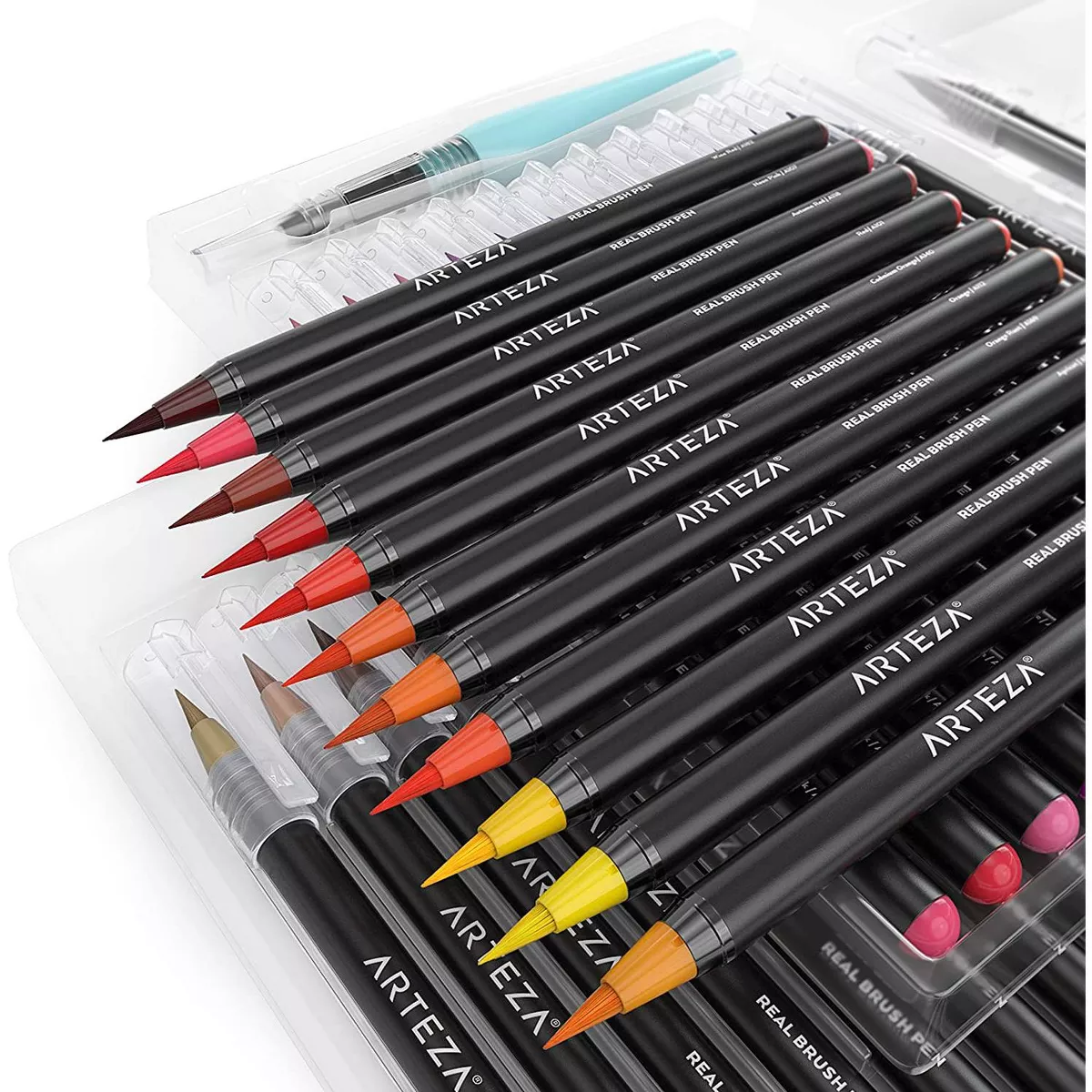 Arteza Blendable Ink Real Brush Tip Artist Brush Pens Set, Assorted Colors, Non-Toxic - 48 Pack (ARTZ-8090)