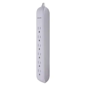 Philips 6-Outlet Surge Protector with 4ft Extension Cord, White