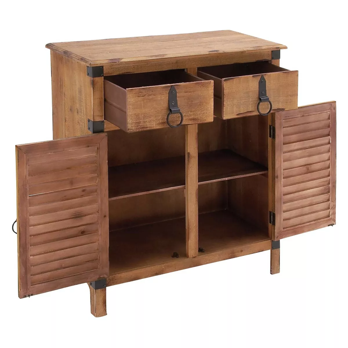 Wood Louvered Door Cabinet Buffet Brown/Black - Olivia & May