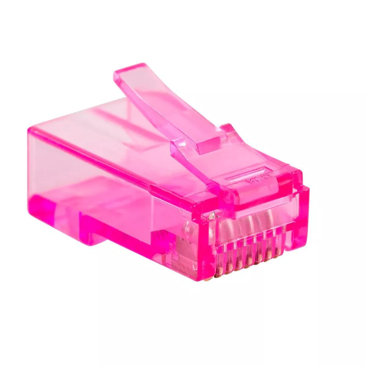 Monoprice 8P8C RJ45 Plug With Inserts For Solid Cat6 Ethernet Cable - Pink (100 pcs/pack) Gold Plated Contacts