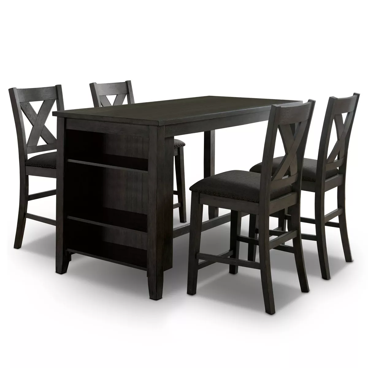 5pc Larkridge Rustic Counter Height Dining Set Gray/Charcoal - HOMES: Inside + Out