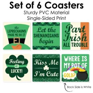 Big Dot of Happiness St. Patrick's Day - Funny Saint Patty's Day Party Decorations - Drink Coasters - Set of 6