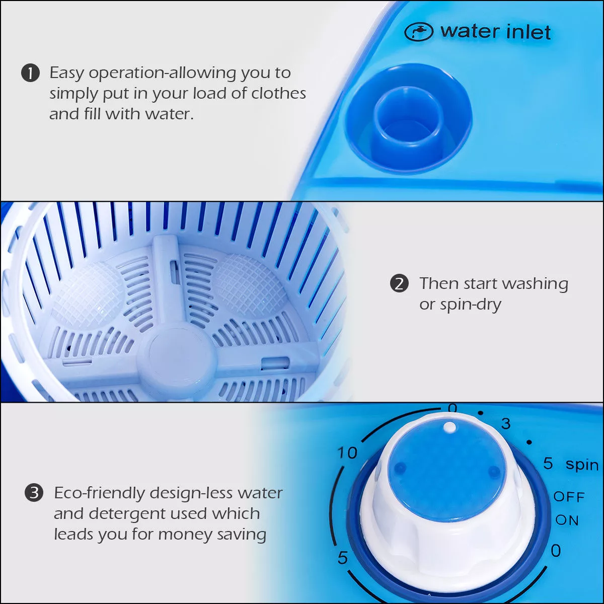 Costway 5.5lbs Portable Mini Compact Washing Machine Electric Laundry Spin Washer Dryer