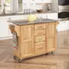 Breakfast Bar Kitchen Cart Natural with Stainless Steel Top - Home Styles