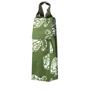 Zodaca Thermal Insulated Lightweight Wine Tote, Green Turtle