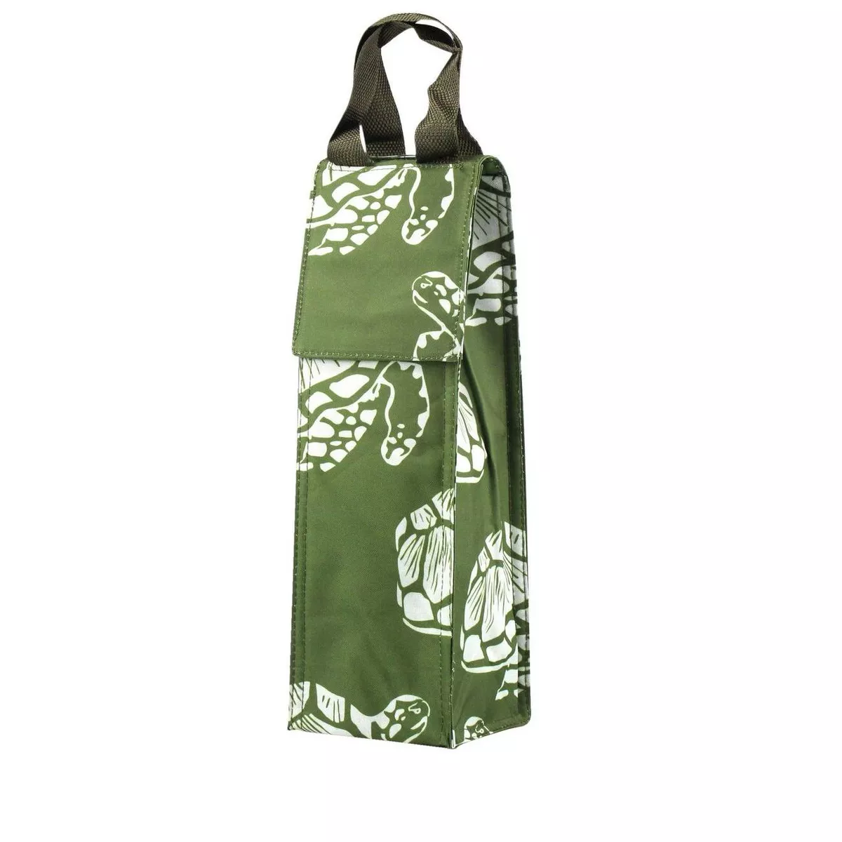 Zodaca Thermal Insulated Lightweight Wine Tote, Green Turtle