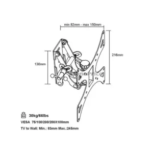 Monoprice Articulating HDTV Wall Mount Bracket (max 66 lbs, 10~30
