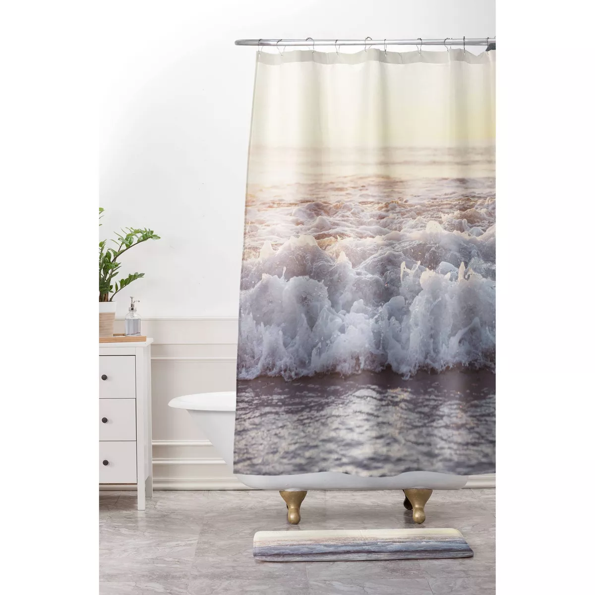 Beach Splash Shower Curtain White - Deny Designs