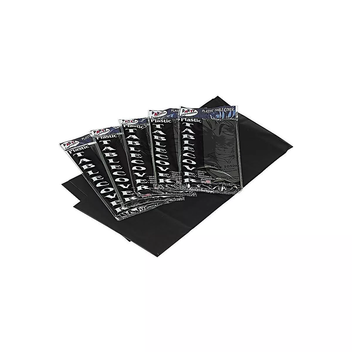 Tablemate Table Set Rectangular Table Covers Heavyweight Plastic 54 x 108 Black 6/Pack 549BK
