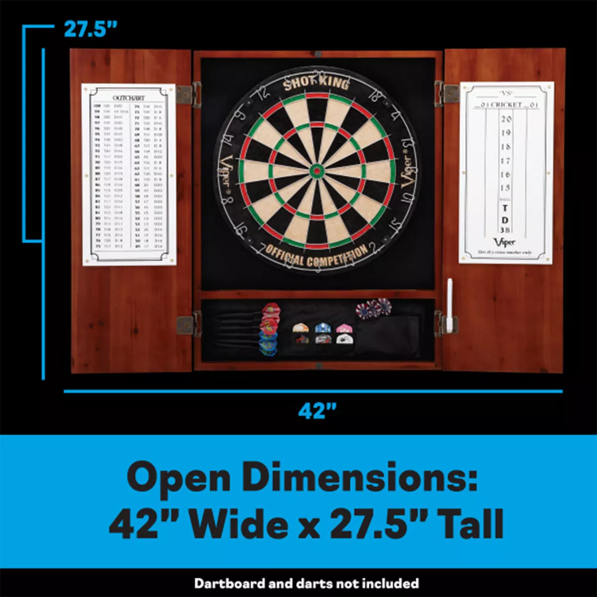 Viper Metropolitan Cinnamon Finish Sisal Bristle Steel Tip Dartboard Cabinet