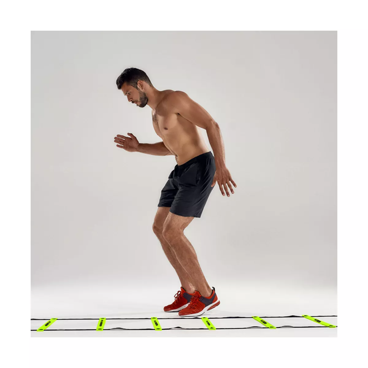 HolaHatha 20 Foot 12 Rung Adjustable Portable Sports Agility Speed Fitness Training Ladder Equipment for Football, Baseball, and Soccer, Black/Yellow