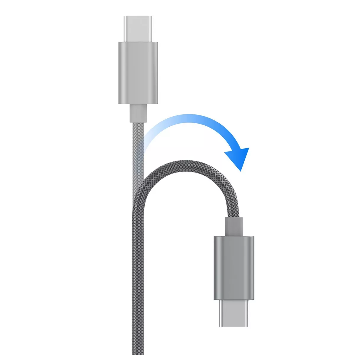 Just Wireless 3.4A/17W 2-Port USB-C/USB-A Home Charger with 6ft Mesh Type-C to USB-A Cable - Gray