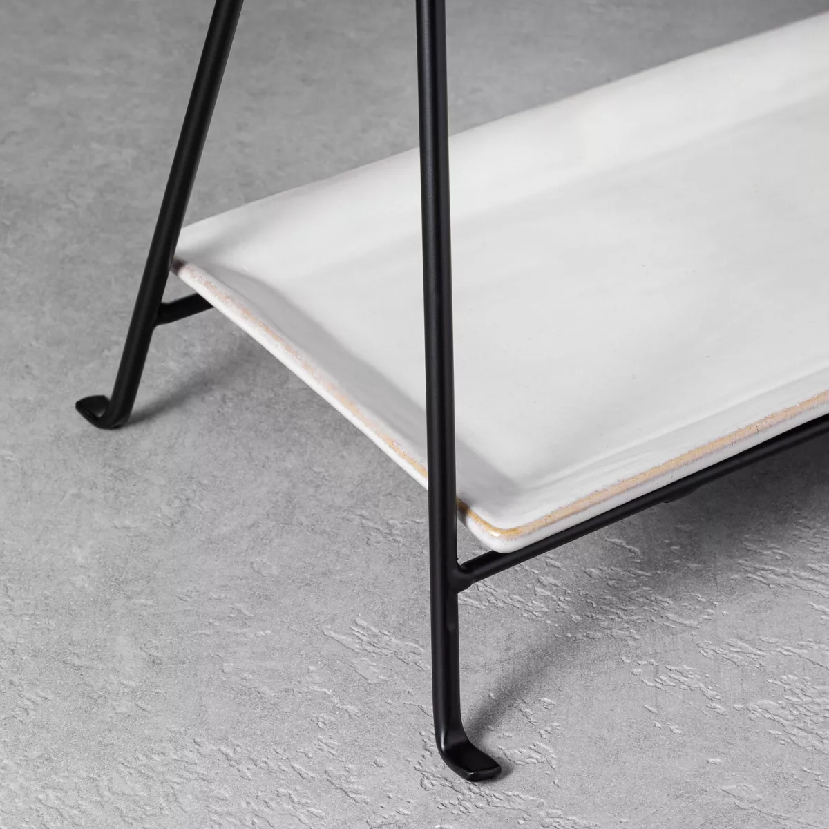 Glazed Rectangular Ceramic & Metal Tiered Serve Stand - Hearth & Hand™ with Magnolia