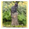 Cat and Mouse on Stump Lawn Ornament