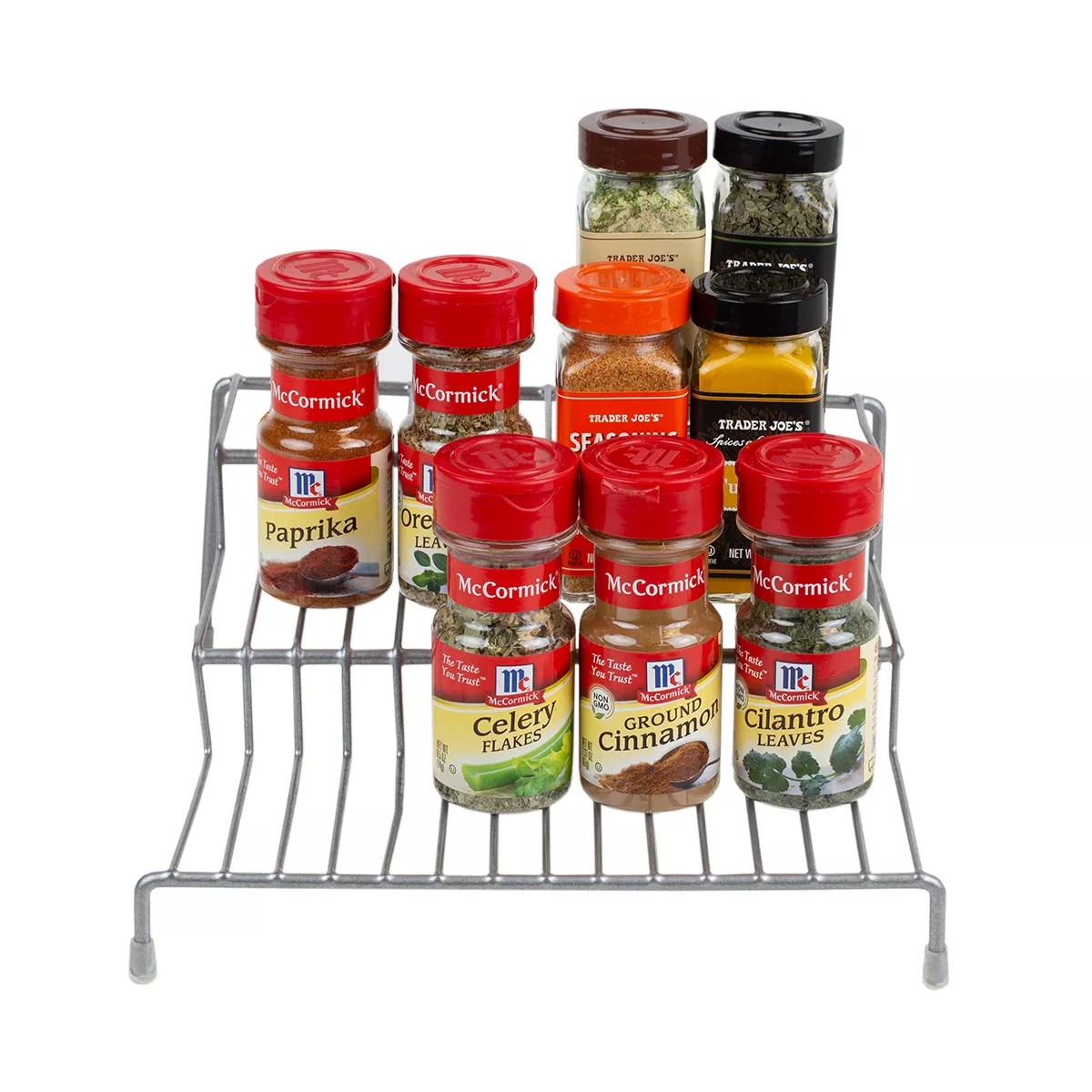 Home Basics 3 Level Vinyl Coated Steel Seasoning Rack, Silver