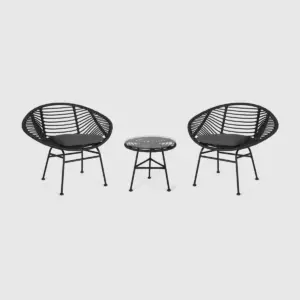 3pc Meridian Faux Wicker Patio Chat Set - Gray - Christopher Knight Home