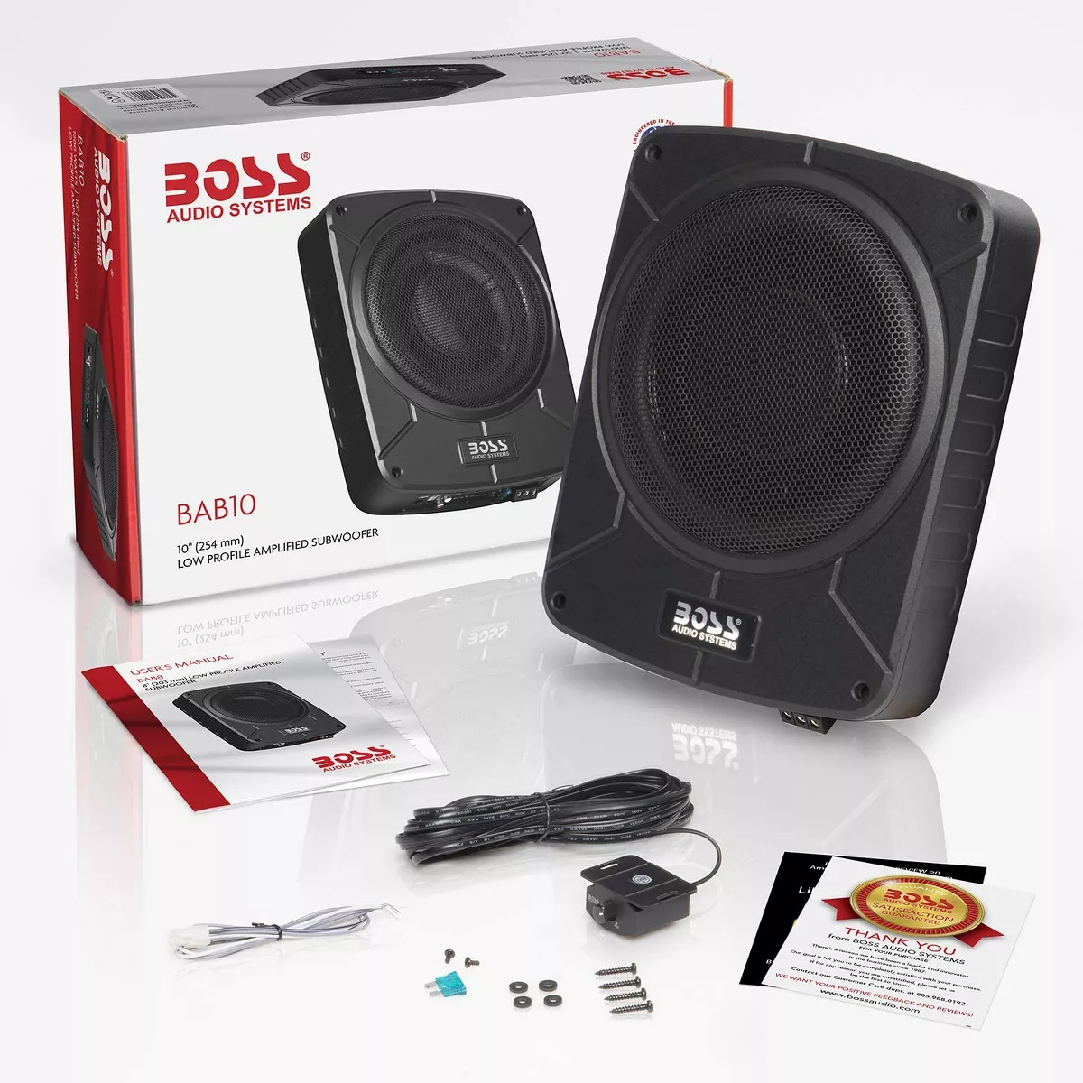 BOSS Audio Systems BAB10 10 Inch 1200 Watt Max Enclosed Amplified Car Subwoofer Box with Remote Switch, Black