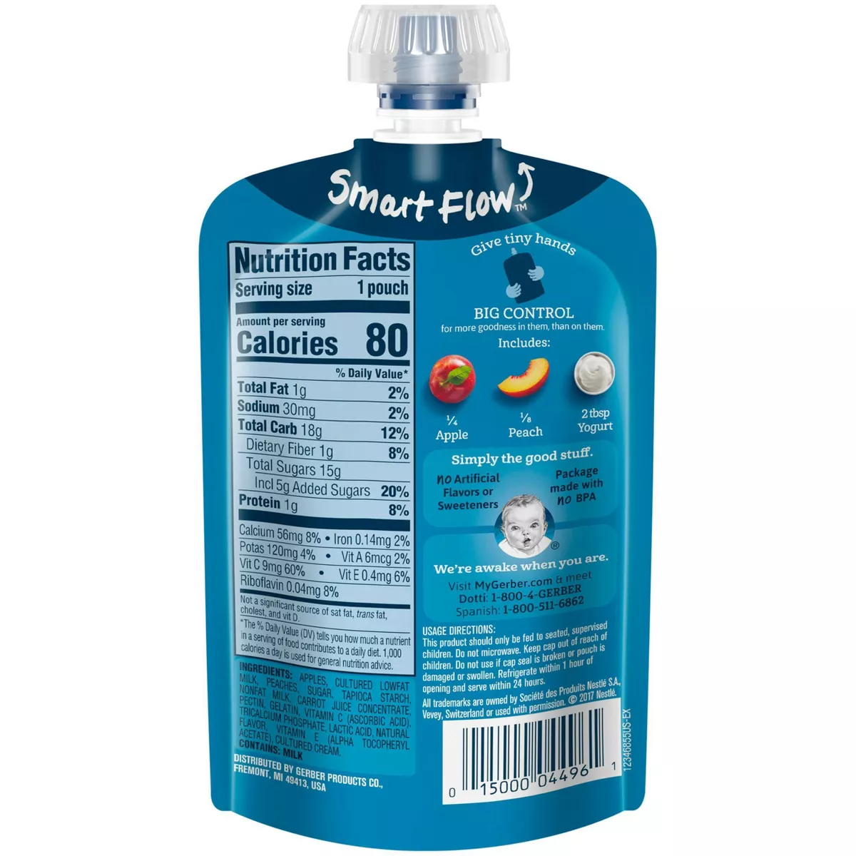 Gerber Toddler Food Fruit & Yogurt Peaches & Cream - 3.5oz