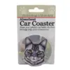Car Coaster 2.5" Silver Tabby Car Car Coaster Absorbent E & S Pet - Coasters