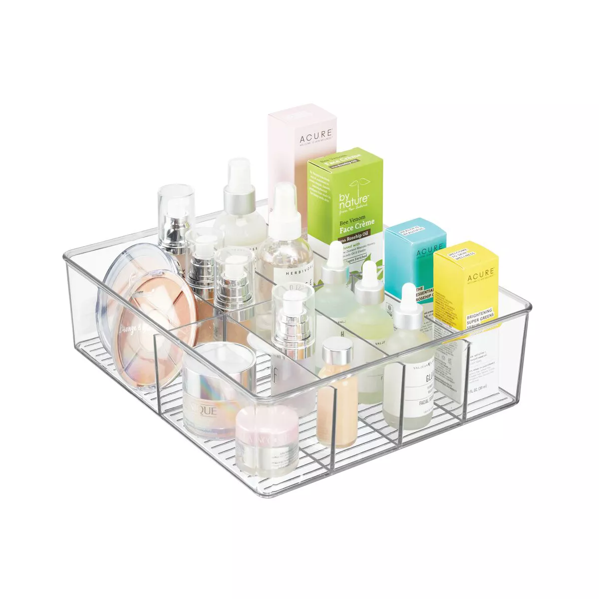 mDesign Plastic Kitchen Food Storage Organizer Bin Caddy, 8 Sections - Clear