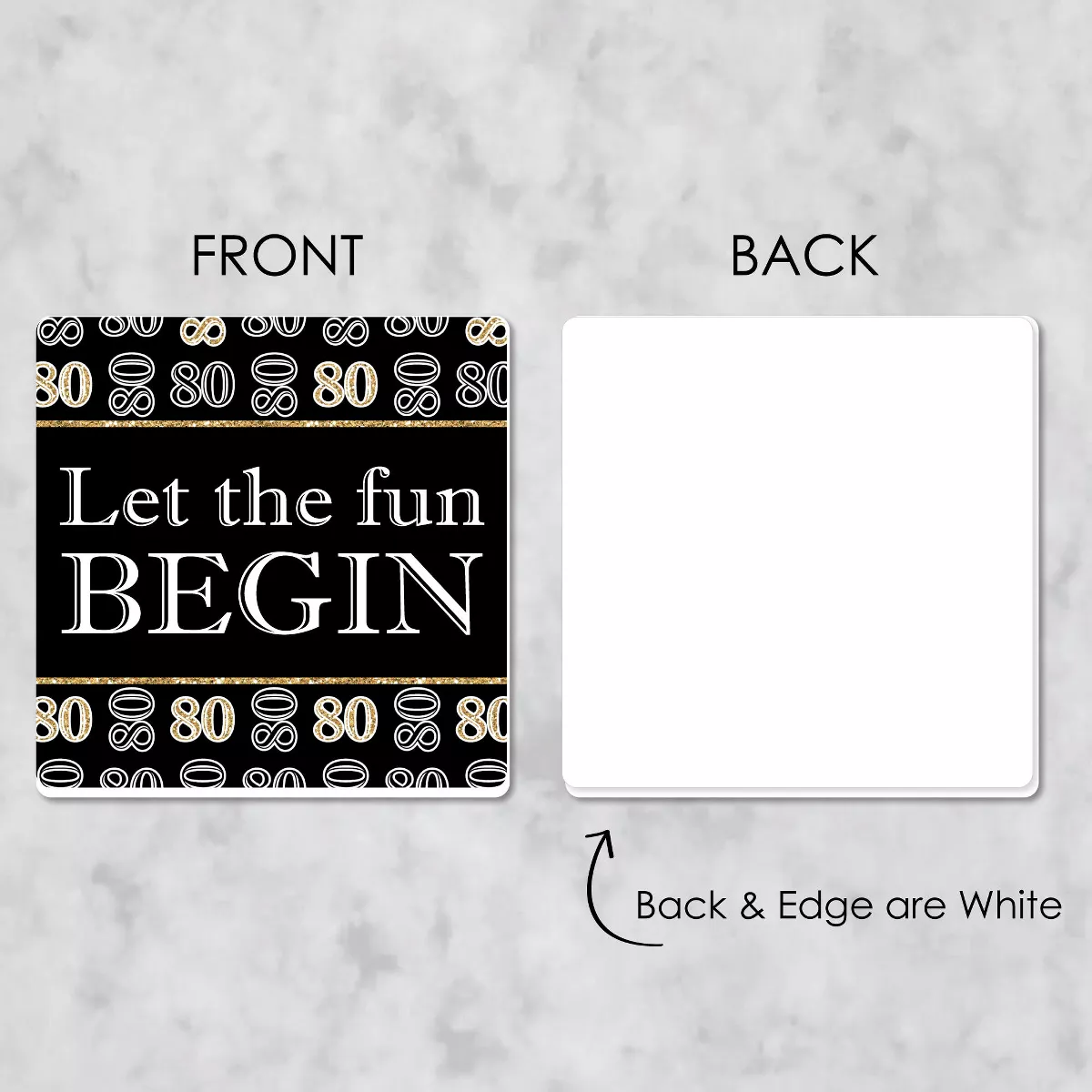 Big Dot of Happiness Adult 80th Birthday - Gold - Funny Birthday Party Decorations - Drink Coasters - Set of 6